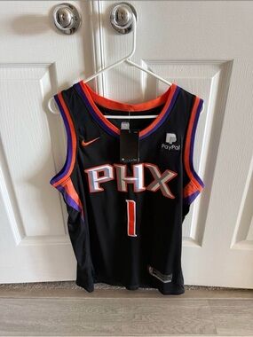 Nike Booker PHX Basketball Jersey - Black with Orange & Purple Accents